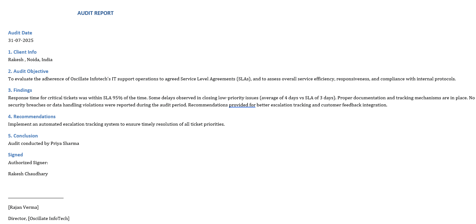 Automated Document Generator – Output