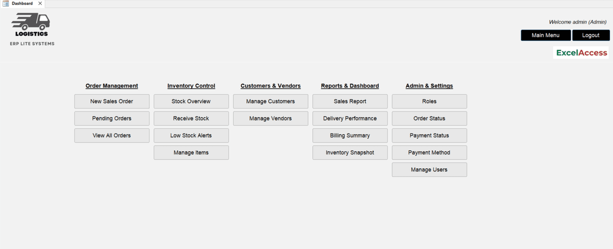 MS Access Enterprise Resource Planning
