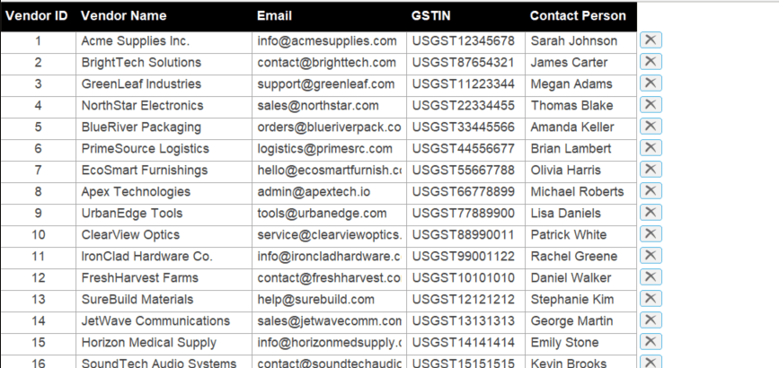 ERP Vendor Management