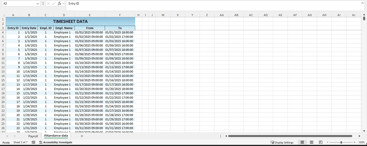 Excel Employee Payroll Manager