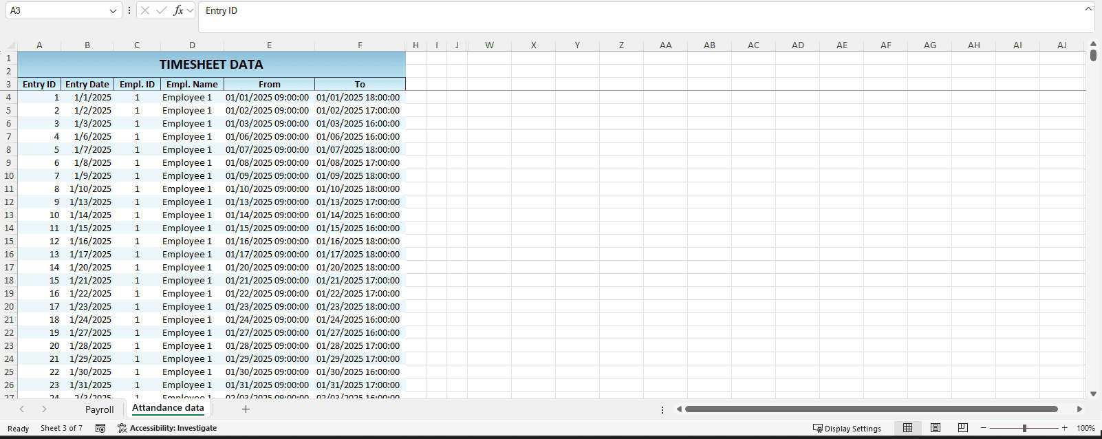 Time Sheet Data – Payroll Manager