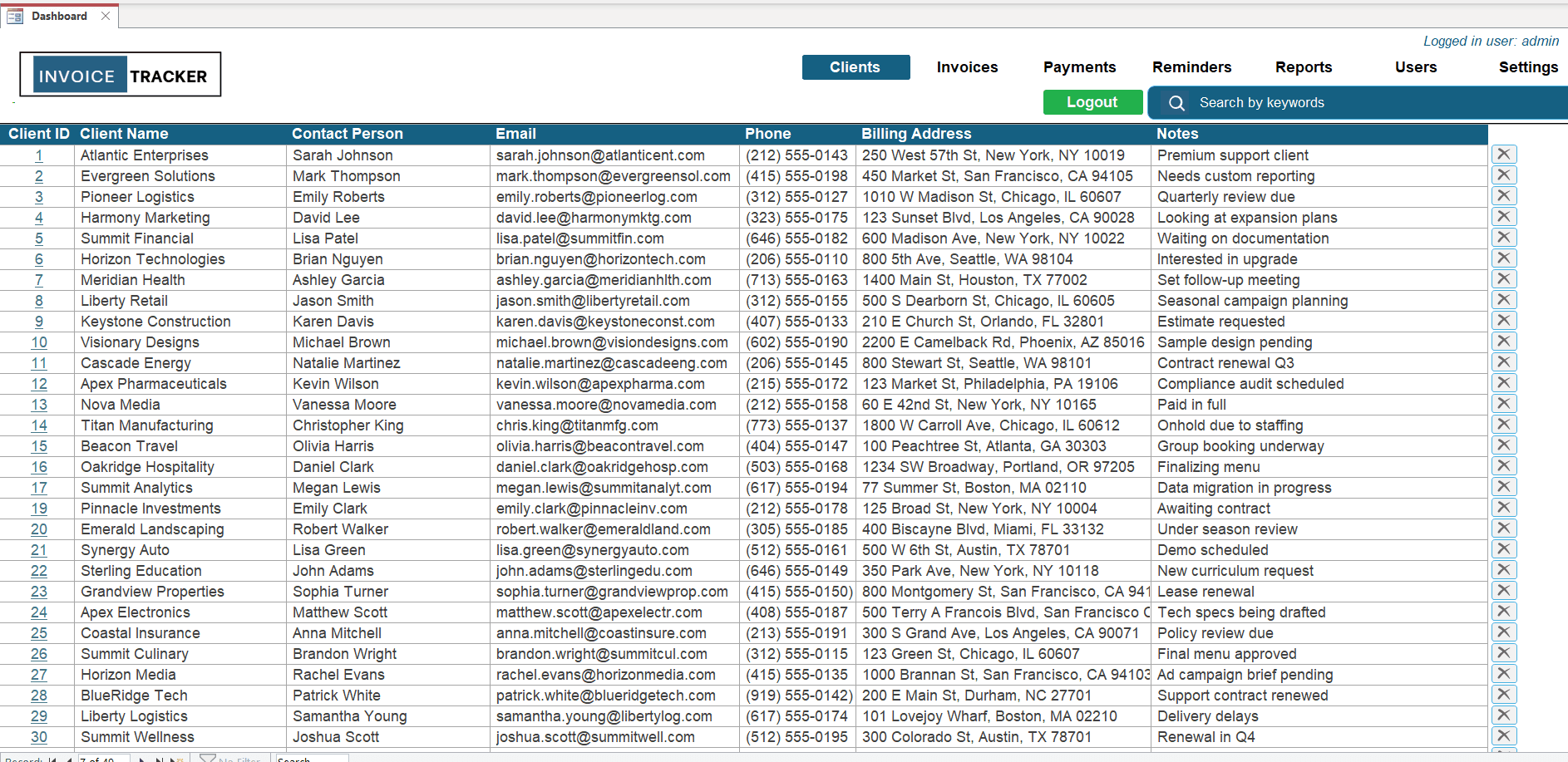 Add Client – Invoice Payment Tracker