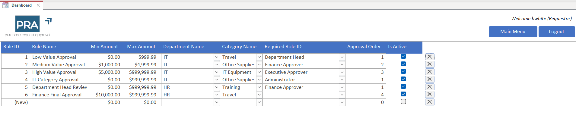 Other Master Data Tables