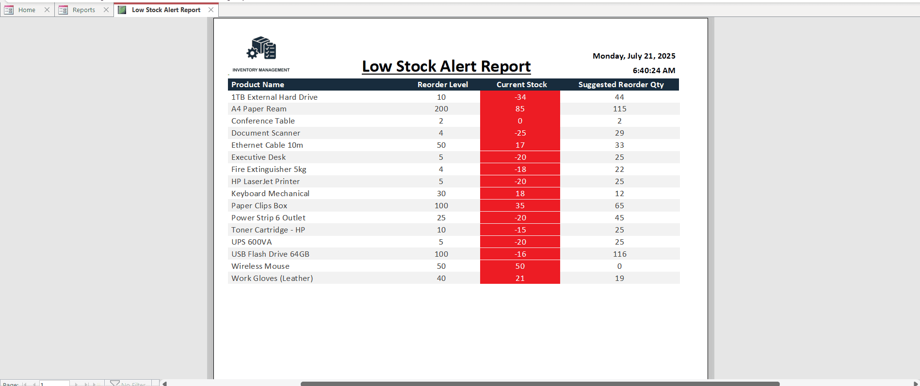 Location Stock – Access Inventory Tracker