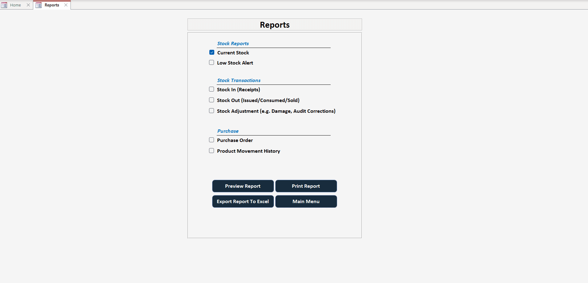 Reports – Access Inventory Tracker