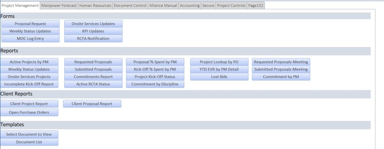 MS Access Project Tracking Main Forms
