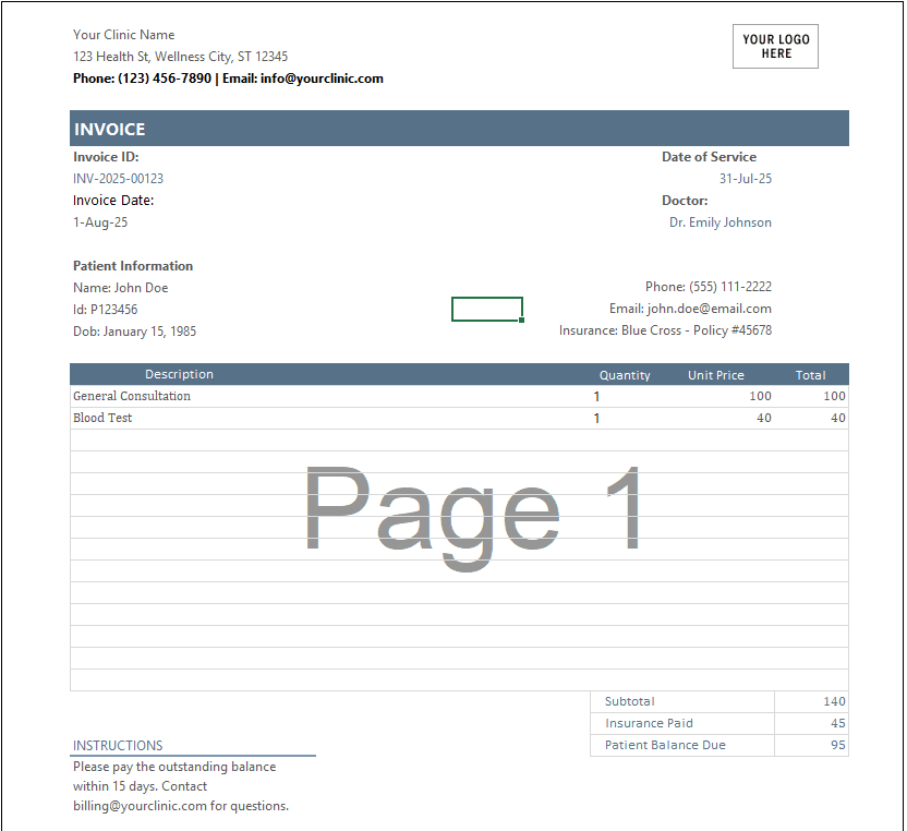 Small Clinic Management Tool – Invoice
