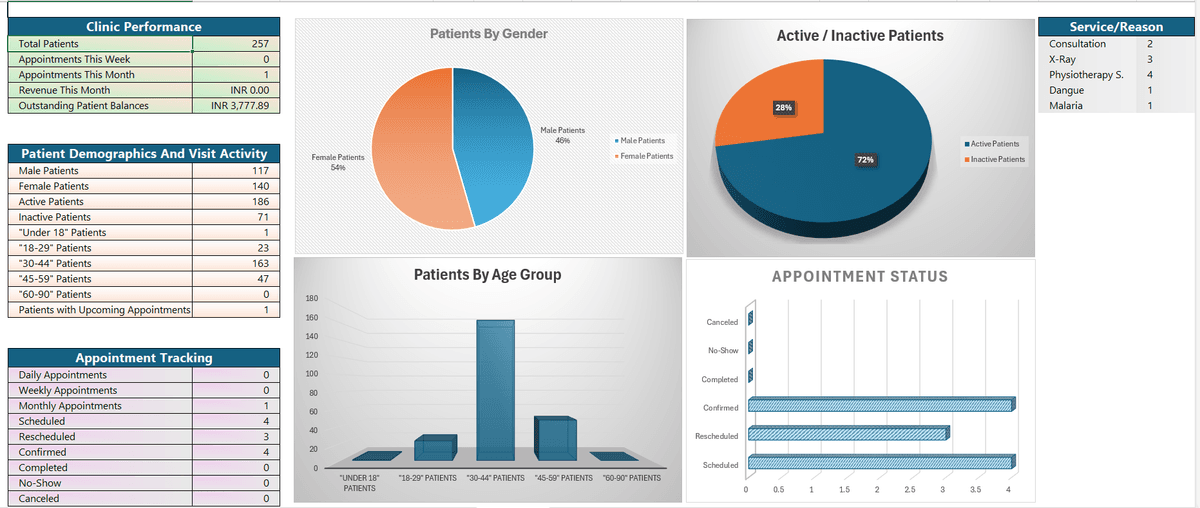 Excel Small Clinic Management Tool